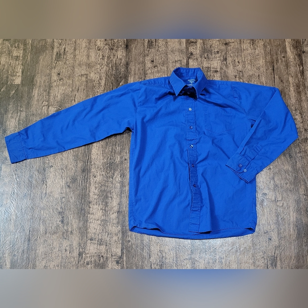 George Boys Blue XXL 18 Long Sleeve Button Down Shirt